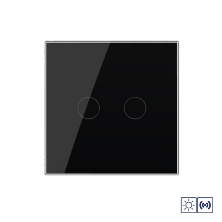 Сенсорный импульсный выключатель сухой контакт 2 клавиши 1 модуль Черный Livolo