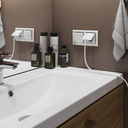 Встраиваемые механизмы Розетка СУ 1 мест. с зазем. с защит. крышкой и шторками 16А Белый IP44 Werkel