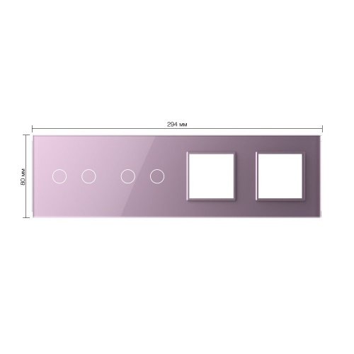 Панель для 2-х сенсорных выключателей и 2-х розеток, 4 клавиши (2+2), цвет розовый, стекло Livolo фото 2