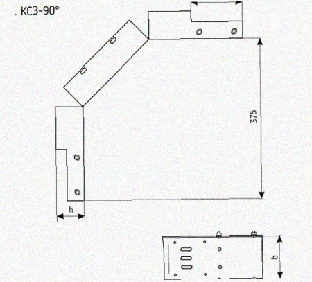 Лоток замковый перфорированный КСЗ 50х50-90 УХЛ1 для поворота трассы вниз на 90, горячее цинкование, S1,0