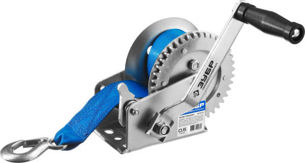 Лебедка ручная барабанная "Профессионал", тяговая, ленточная, 0,5т, 8м ЗУБР