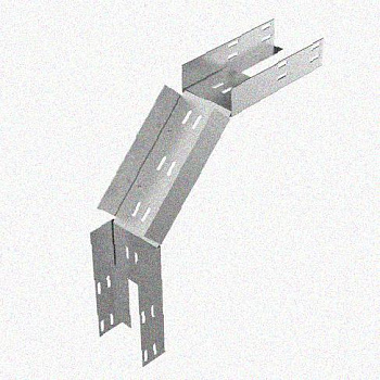 Лоток перфорированный КС 300х65-90 УТ1,5 для поворота трассы вниз на 90, оцинкованный лист S1,5