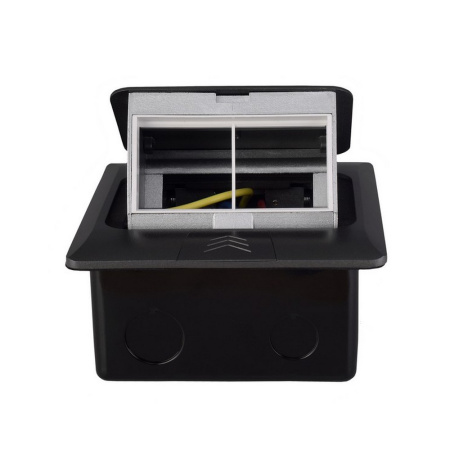 Выдвижной горизонтальный модуль RocketSocket в пол для розеток Livolo 2 поста, темно-серый