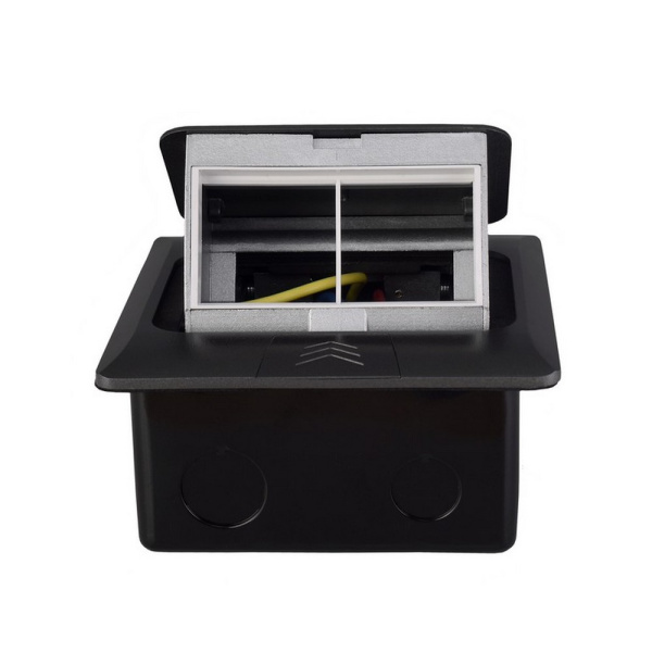 Выдвижной горизонтальный модуль RocketSocket в пол для розеток Livolo 2 поста, темно-серый