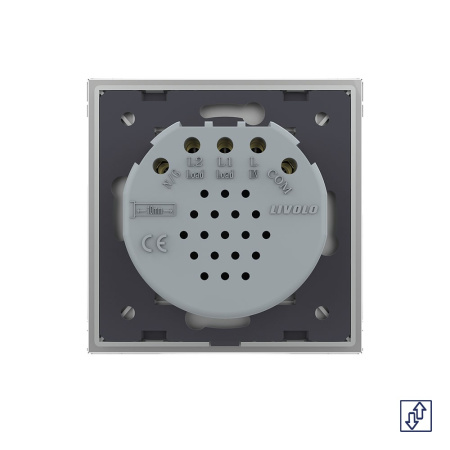 Сенсорный выключатель для жалюзи Quadro 2 клавиши 1 модуль Серый Livolo