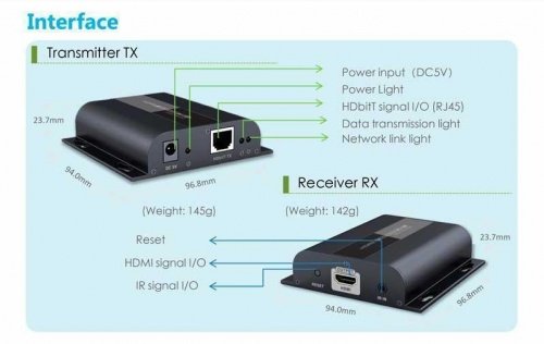 Удлинитель HDMI по витой паре CAT5/5e/6 до 80/100/120 метров поверх протокола IP, FullHD, ИК фото 3