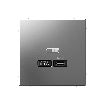 ARTGALLERY USB РОЗЕТКА тип-С 65Вт высокоскор.заряд. QC, PD, механизм, СТАЛЬ Systeme Electric
