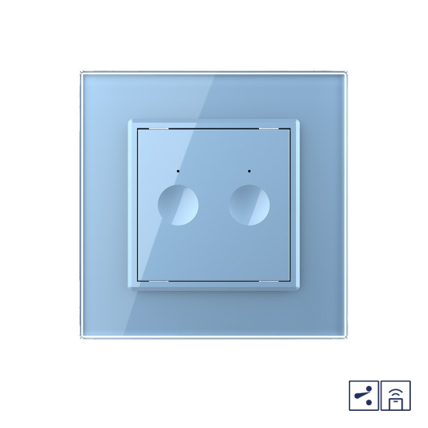 Двухклавишный проходной сенсорный выключатель Module с функцией радиоуправления, цвет синий Livolo