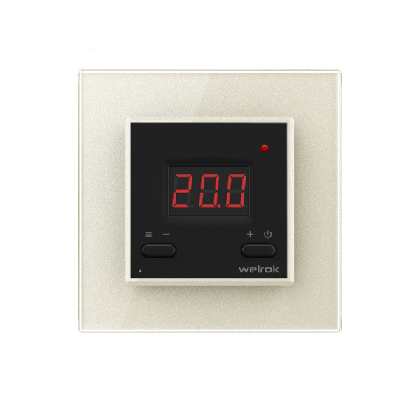 Терморегулятор Welrok AZ Wi-Fi для рамки LIVOLO с электронным управлением, датчик пола 3 м, цвет черный с жемчужной рамкой
