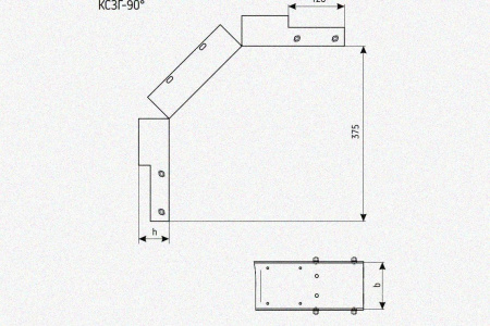 Лоток замковый глухой КСЗГ 400х100-90 УХЛ1 для поворота трассы вниз на 90, горячее цинкование S1,5