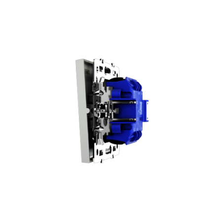 Проходной переключатель встраиваемый Voltum S70 двухклавишный с подсветкой 10А, (сталь)