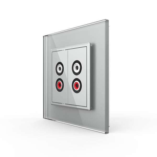 Розетка аудио RCA "2-ой тюльпан" двойная Серая Livolo Розетка аудио RCA "2-ой тюльпан" двойная Серая Livolo