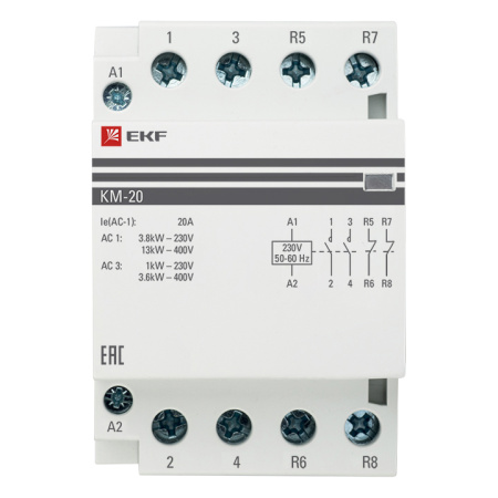 Контактор модульный КМ 20А 2NО+2NC (3 мод) PROxima EKF