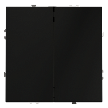 Проходной переключатель встраиваемый Voltum S70 двухклавишный 10А, (черный матовый)