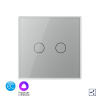 Двухклавишный проходной умный сенсорный выключатель EC, 1 пост, цвет серый Livolo
