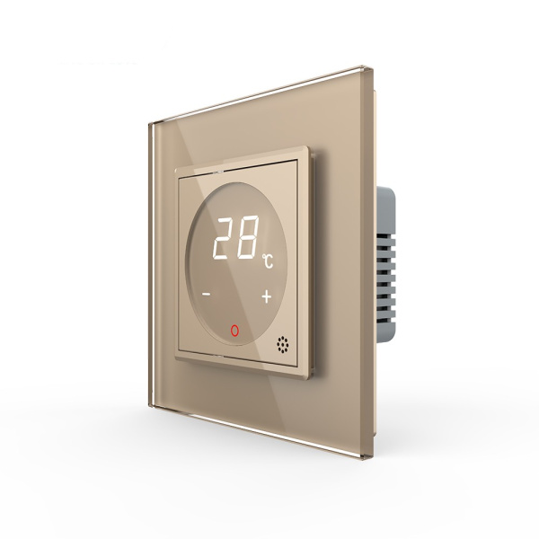 Терморегулятор пола 16А, сенсорное управление, датчик воздуха, 1 пост, цвет золотой Livolo