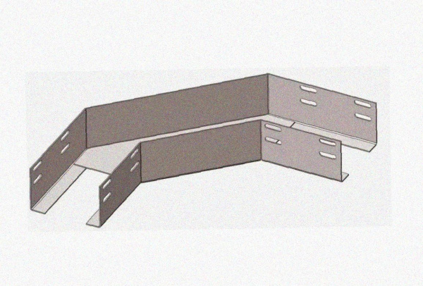 Лоток угловой перфорированный КГ 100х100-135 У3 поворот на 135, окрашенный, S1,0