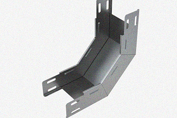 Лоток замковый глухой КПЗГ 100х65-45 УТ1,5 для поворота трассы вверх на 45, оцинкованный лист, S0,7
