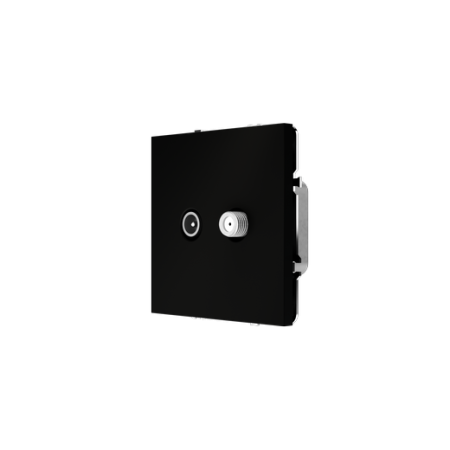 Розетка телевизионная встраиваемая Voltum S70 оконечная TV+SAT, (черный матовый)