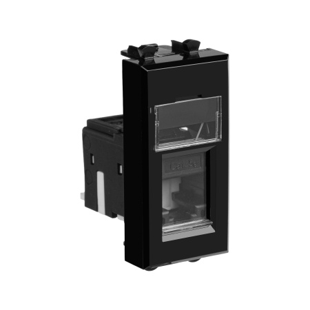 Компьютерная розетка RJ-45 модульная, кат.5е, "Avanti", "Черный квадрат", 1 модуль DKC