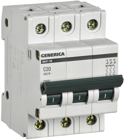 Выключатель автоматический ВА МОД 3П 20А С 4,5кА ВА47-29 Generica IEK