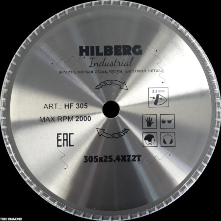 Диск пильный Industrial Металл 305*25,4*72Т HF305 Hilberg
