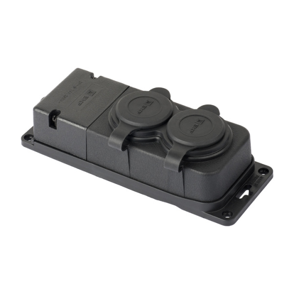 Роз, (колодка) двухмест, с защит, крышками каучуковая 230В 2P+PE 16A IP44 PRO EKF
