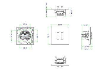 Donel N96 Переключатель на 2 тумблера, клавиша Wave, 10AX 250V, Бронза, серия DT