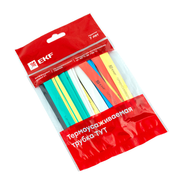 Термоусаживаемая трубка ТУТ нг 16/8 набор:7 цветов по 3шт, 100мм, PROxima EKF