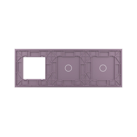Панель для двух сенсорных выключателей и розетки, 2 клавиши (1+1), цвет розовый, стекло Livolo