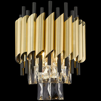 Бра Матовое золото, Черный/Прозрачный E14 2*40Вт WE138.02.401 WERTMARK