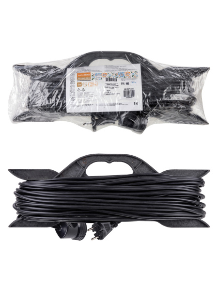 Удлинитель-шнур на рамке силовой народный У-12006 ПВС 2200 Вт б/з, 20м, штепс. гнездо TDM