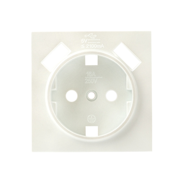 Валенсия Лицевая панель розетки 1-местной с/з 16А жемчуг с защ, штор, с 2 USB 2,1А EKF