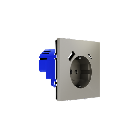 Розетка встраиваемая Voltum S70 с заземлением и защитными шторками, 16А, с USB, A+C, (шелк)