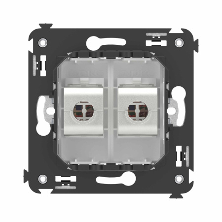 Компьютерная розетка RJ-45 без шторки в стену, кат.6А двойная экранированная, "Avanti", "Белое облако" DKC