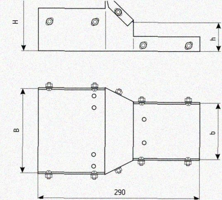 Лоток переходной замковый ЛПЗ 100х50-50х50 УТ1,5,горячее цинкование, S1,0