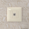 Компьютерная розетка RJ-45 без шторки в стену, кат.6 одинарная экранированная, "Avanti", "Ванильная дымка" DKC