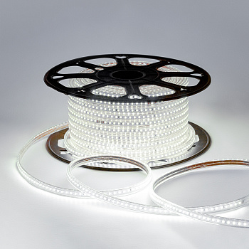 O17-08 Светодиодная лента 220В, 7Вт/м, smd2835, 120д/м, IP65, 600лм/м, размер 13х7мм, 50м, д/б, 4000К OGM