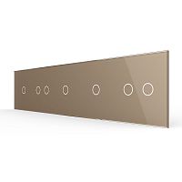 Панель для пяти сенсорных выключателей, 7 клавиш (1+2+1+1+2), цвет золотой, стекло Livolo