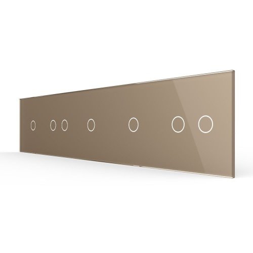 Панель для пяти сенсорных выключателей, 7 клавиш (1+2+1+1+2), цвет золотой, стекло Livolo