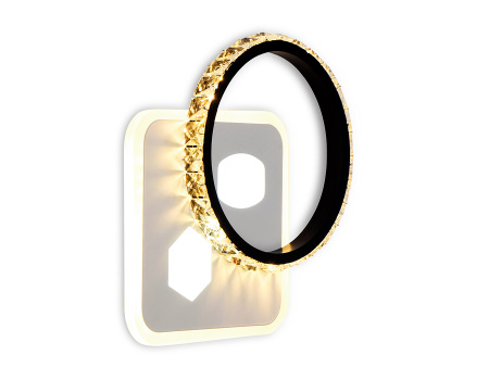 Настенный светодиодный светильник с хрусталем FA230 WH/BK белый/черный LED 3000K/4200K/6400K 28W 210*210*50 Ambrella Light