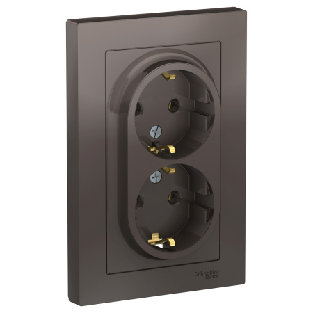 ATLASDESIGN Розетка СУ 2-м с заземл. 16А мокко IP20 Schneider Electric