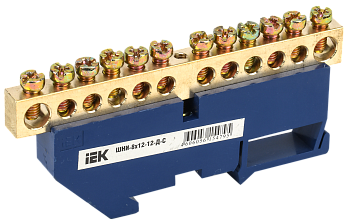 Шина N "ноль" на DIN-изоляторе ШНИ-8х12-12-Д-С IEK
