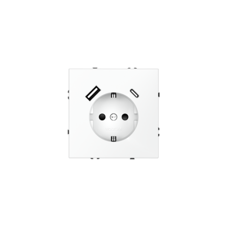 Розетка встраиваемая Voltum S70 с заземлением и защитными шторками, 16А, с USB, A+C, (белый матовый)