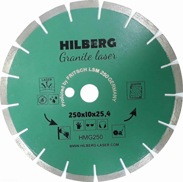 Диск алмазный отрезной 250*32/25,4*10 Гранит Лазер HMG250 Hilberg