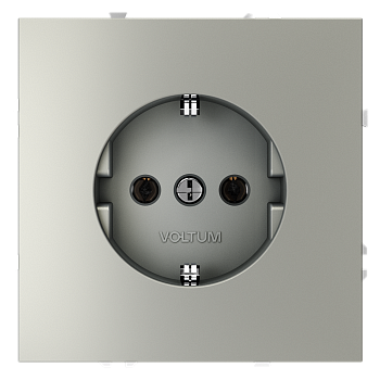 Розетка встраиваемая Voltum S70 с заземлением 16А, (сталь)