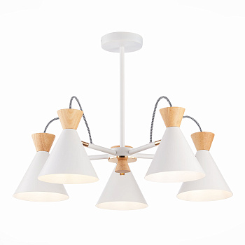 Люстра потолочная Белый, Золотистый/Белый, Светлое дерево E14 5*40Вт SLE125102-05 EVOLUCE