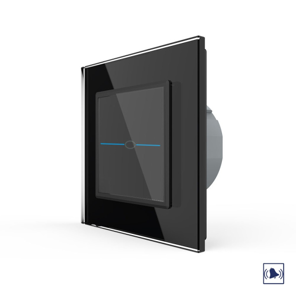 Сенсорный дверной звонок Quadro 1 клавиша 1 модуль Черный Livolo