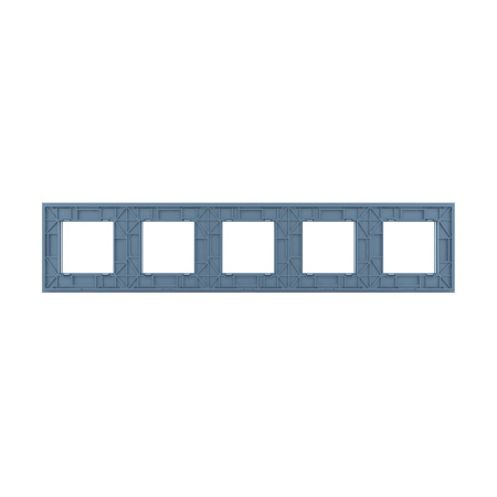 Рамка для розетки 5 постов, цвет синий, стекло Livolo