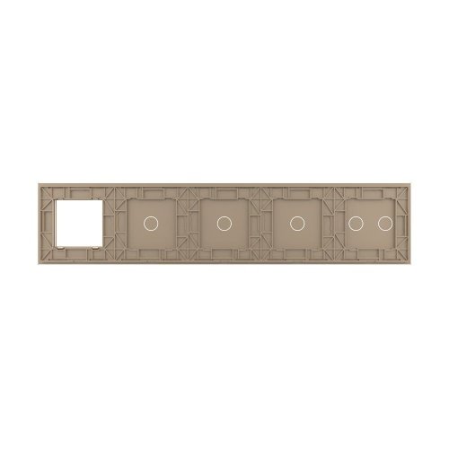Панель для 4-х сенсорных выключателей и розетки, 5 клавиш (2+1+1+1), цвет золотой, стекло Livolo фото 4